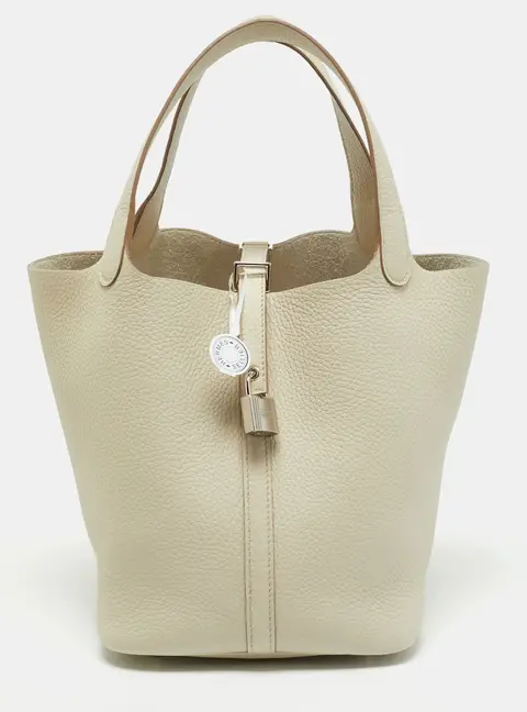 Herm&egrave;s Picotin Lock 22 Gris Pale Taurillon Clemence Leather Tote