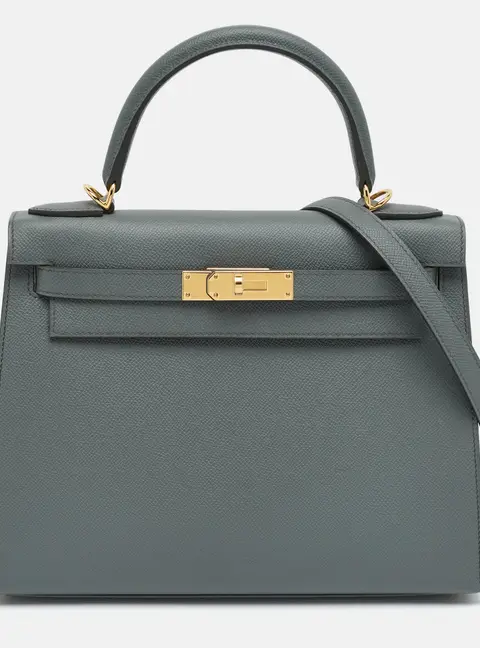 Hermes Kelly Sellier 28 Gold Finish Vert Amande Epsom Leather Top Handle Bag