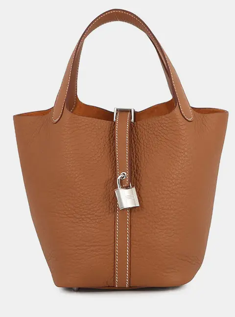 Hermes Picotin Lock 18 Gold Taurillon Clemence Leather Top Handle Bag