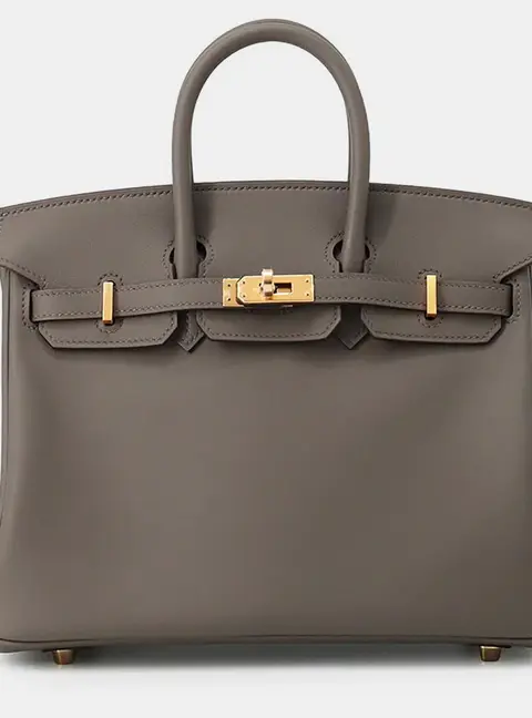 Hermes Birkin 25 Etain Swift Leather Top Handle Bag