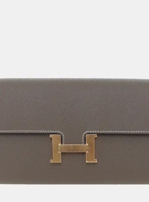Hermes Constance To Go Wallet Grey Epsom Calfskin Leather Wallet Bag
