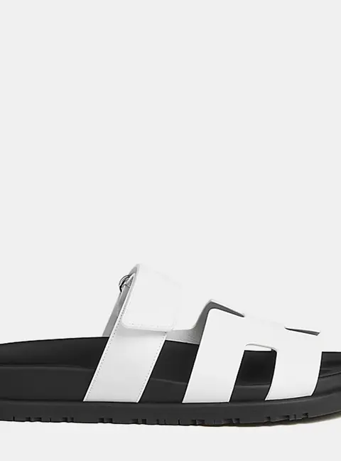 Hermes Chypre Sandal Size 38 Blanc Calfskin