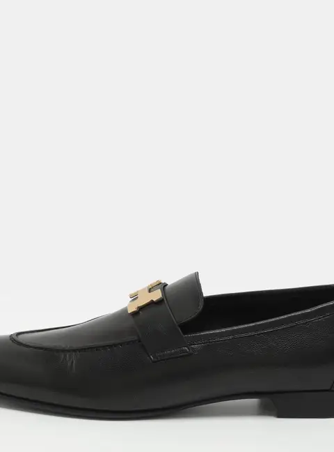 Hermes Paris Size 41 Black Leather Loafers