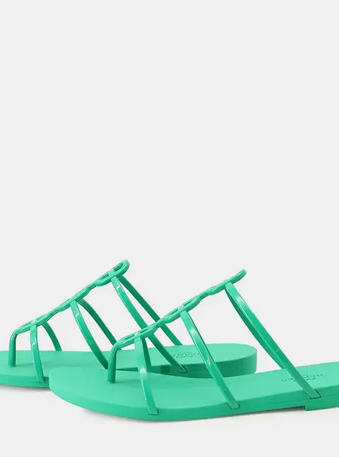 Hermes Mykonos Sandals Vert Tourmaline Rubber Size 36