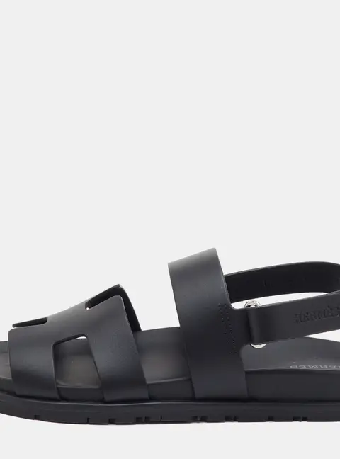 Herm&egrave;s Genius Size 39 Black Suede Flat Sandals