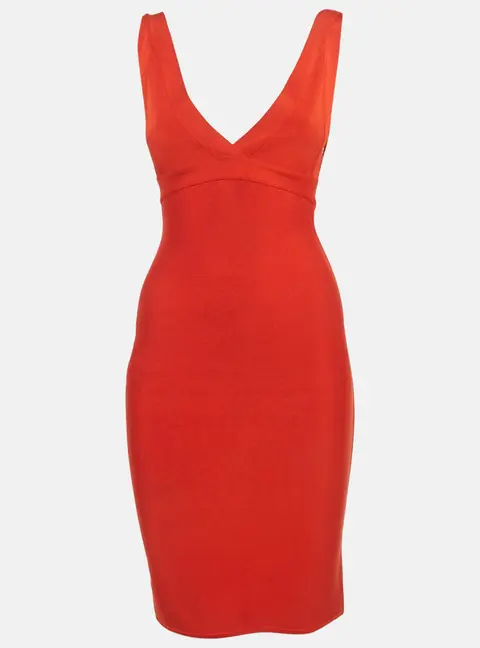 Herve L Leroux Red Bandage Knit Bodycon Dress S