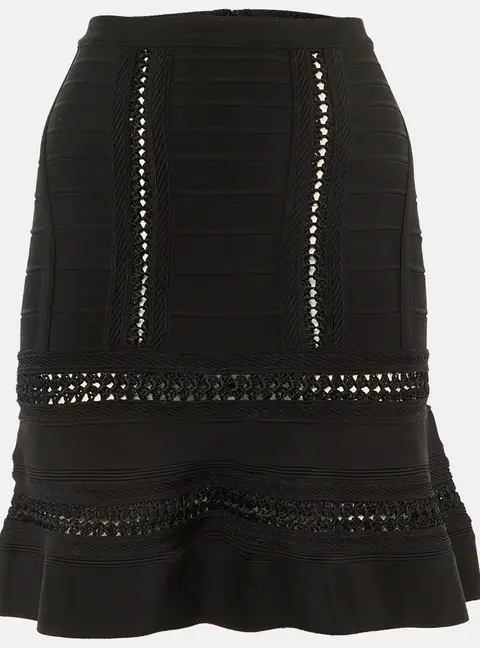 Herve Leger Black Knit Taliyah Mini Skirt XXS