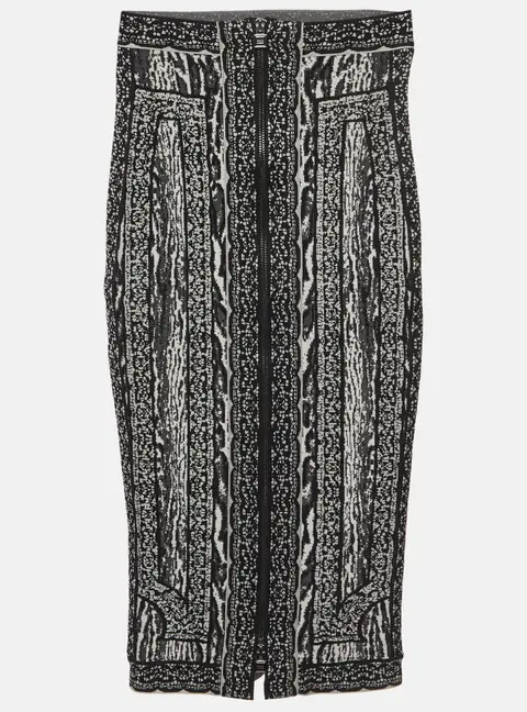 Herve Leger Monochrome Jacquard Knit Rocha Pencil Skirt XS