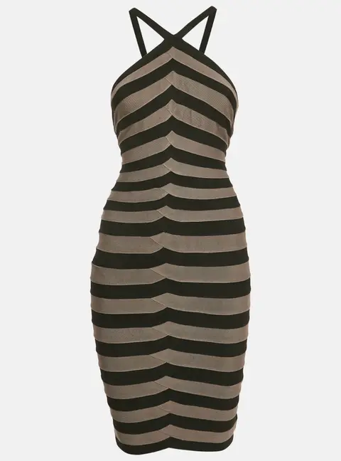 Herve Leger Black/Grey Knit Bandage Dress S