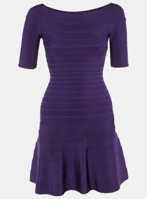 Herve Leger Purple Jersey Lisa Mini Dress XS