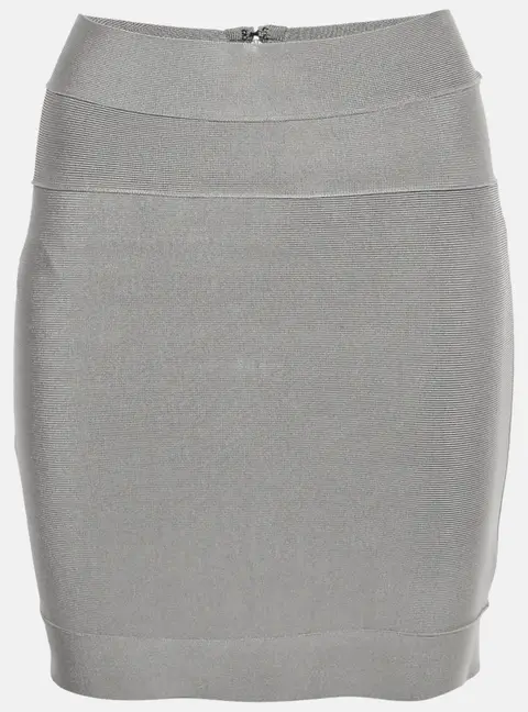 Herve Leger Grey Bandage Knit Grizzle Bandeau Skirt S