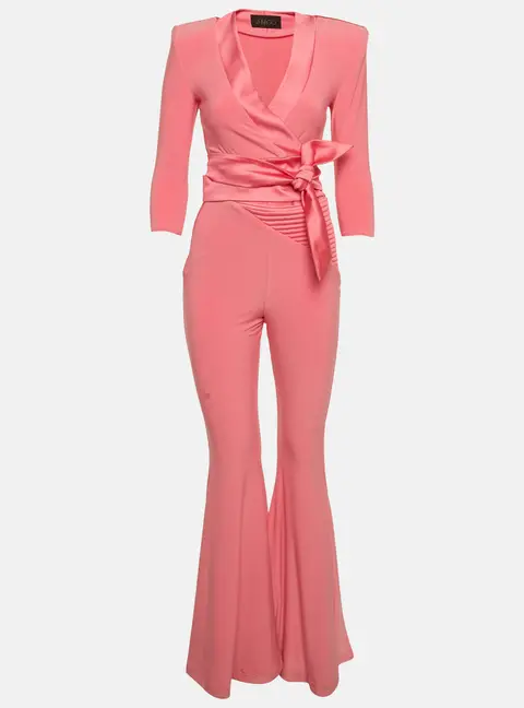 House of Zhivago Pink Jersey Flared Leg Idunn Jumpsuit S