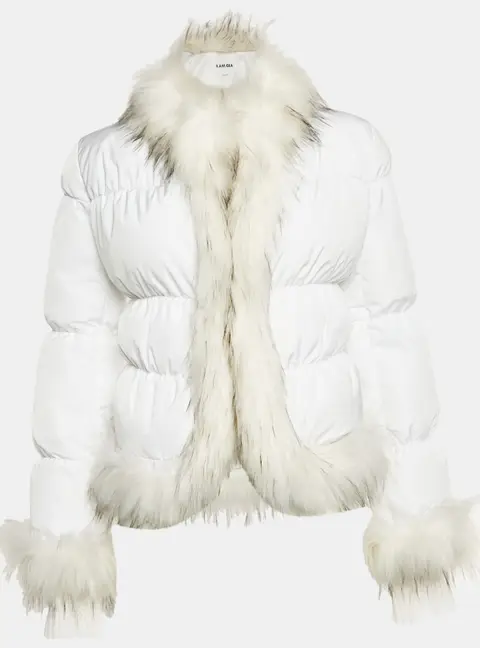 I am gia White Synthetic Faux Fur Puffer Jacket S
