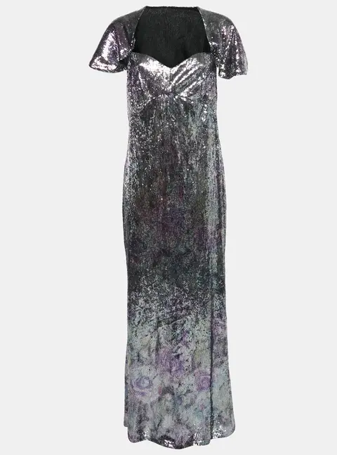 INGIE Paris Purple/Silver Sequin Sweetheart Neck Gown M