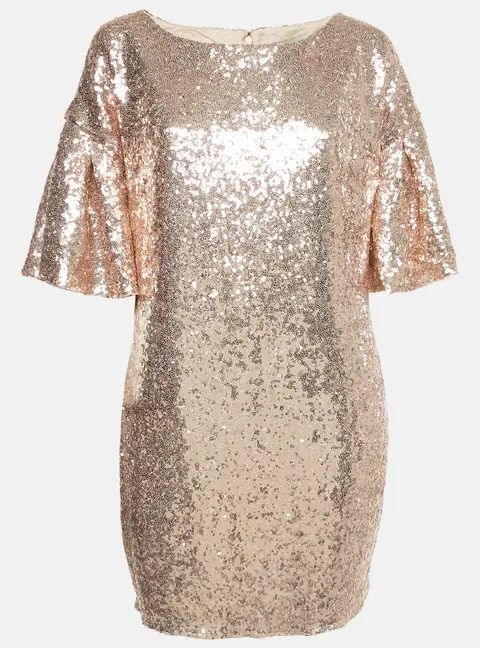 INGIE Paris Copper Gold Sequin Flared Sleeve Mini Dress M