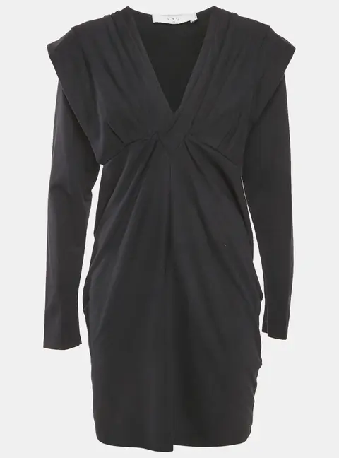 IRO Black Cotton Knit V-Neck Emylie Mini Dress M