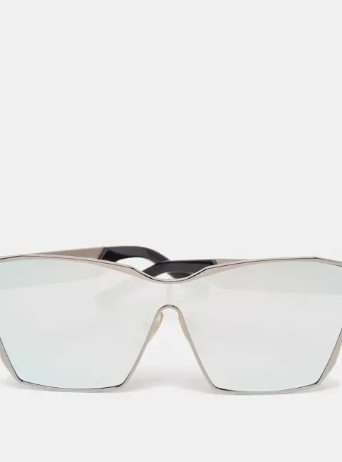 Irresistor Silver/Black Lambda Oversized Sunglasses
