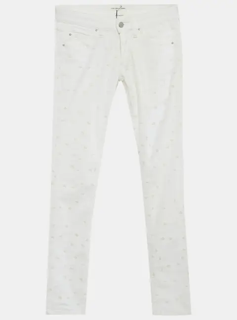 Isabel Marant &Eacute;toile White Embroidered Denim Rumba Jeans S Waist 27"