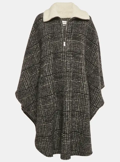Isabel Marant Etoile Grey Checks Wool Cape XS