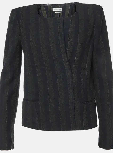 Isabel Marant Etoile Black Stripe Wool Blend Jacket S