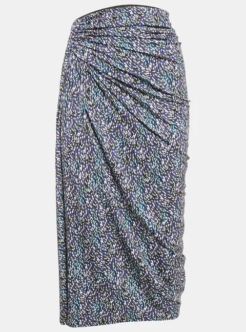 Isabel Marant Etoile Blue Jeldia Print Jersey Draped Midi Skirt M