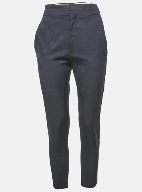Isabel Marant Etoile Navy Blue Patterned Wool Trousers S