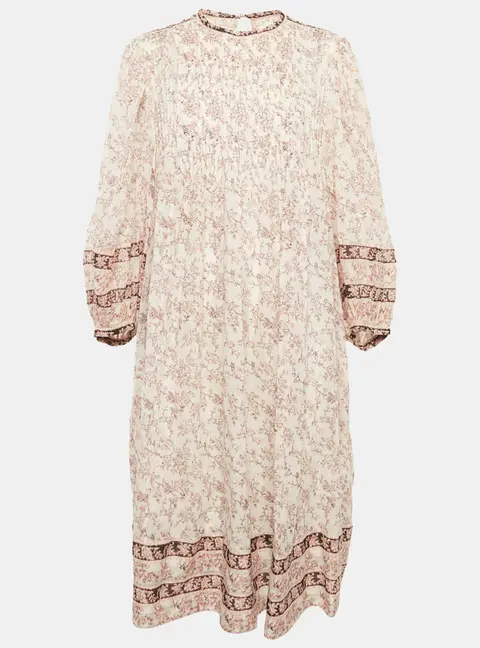 Isabel Marant Etoile Pink Printed Cotton Pleated Midi Dress L
