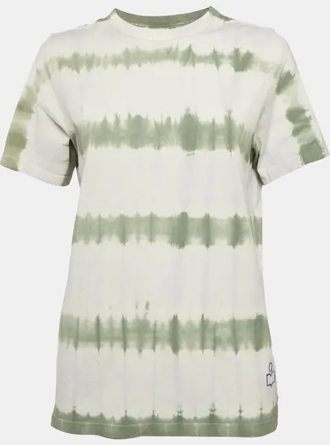 Isabel Marant Etoile White/Green Tie-Dye Cotton Dena T-Shirt S