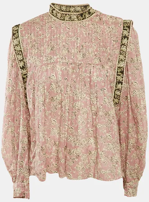 Isabel Marant Etoile Lilac Floral Print Cotton Voile Blouse S