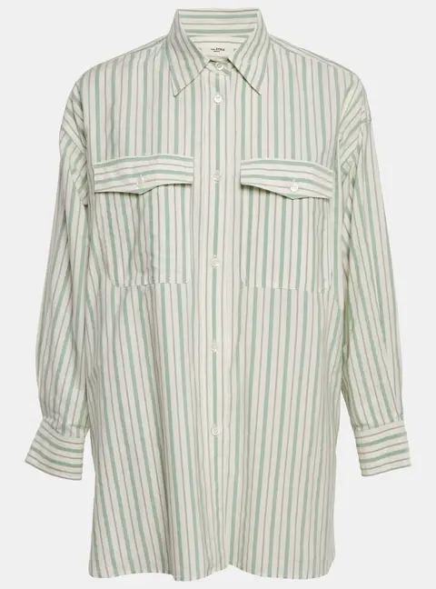 Isabel Marant Etoile Green Stripe Cotton Ajady Shirt S