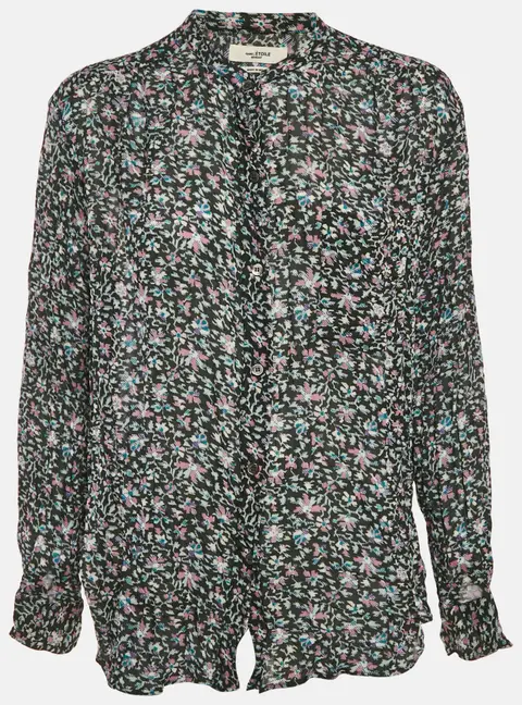 Isabel Marant Etoile Dark Green Printed Crepe Top XL