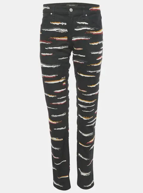 Isabel Marant Etoile Black Embroidered Denim Jeans M Waist 32"
