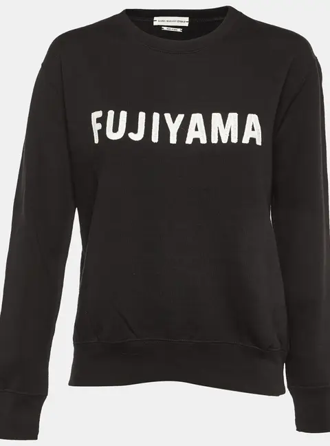 Isabel Marant Etoile Black Cotton Fleece Fujiyama Embroidered Sweatshirt M