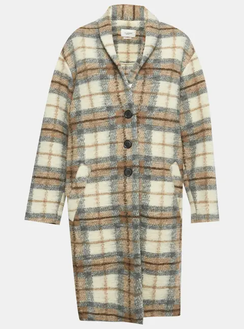 Isabel Marant Etoile Beige /Cream Checkered Wool Blend Gabriel Coat M