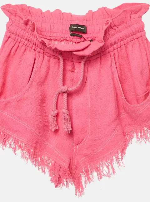 Isabel Marant Pink Silk Gauze Frayed Talapiz Shorts S