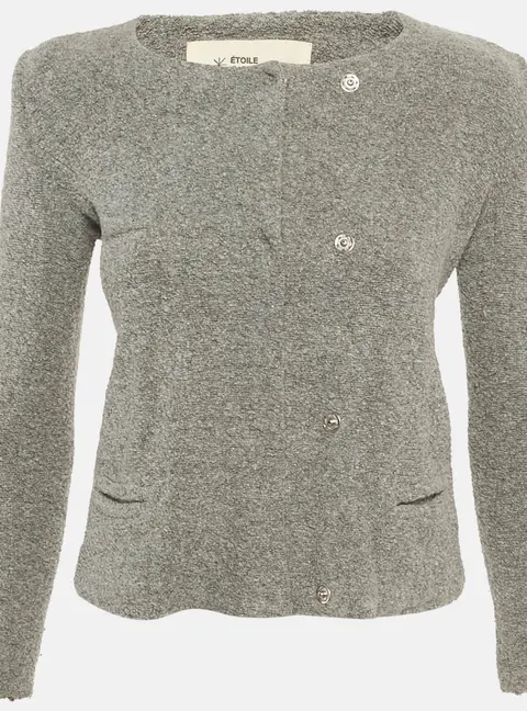 Isabel Marant Etoile Grey Textured Knit Button Front Cardigan S