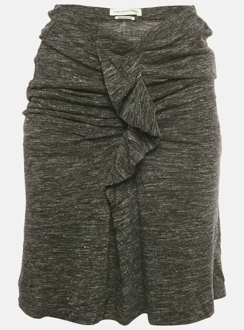 Isabel Marant Etoile Grey Jersey Ruffled Mini Skirt M