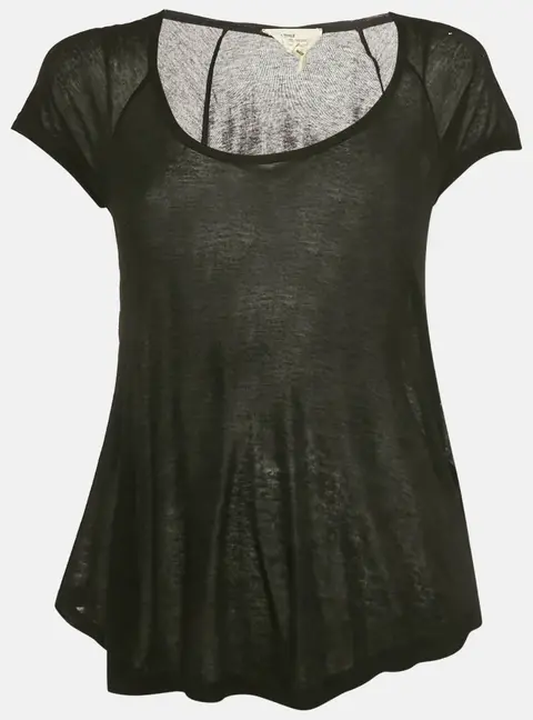 Isabel Marant Etoile Black Jersey Semi Sheer T-Shirt M