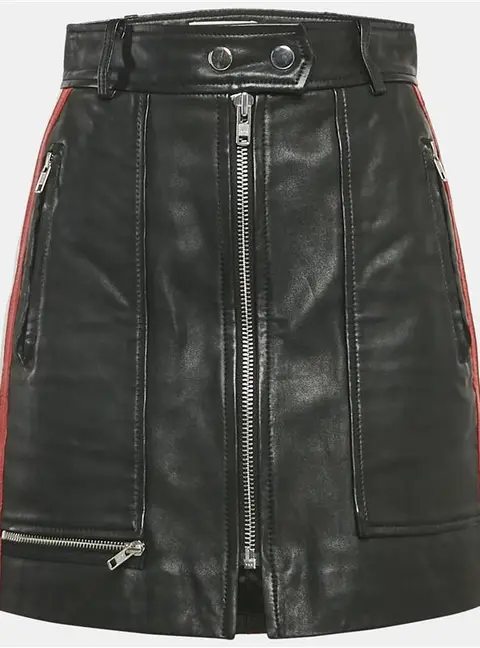 Isabel Marant Etoile Black Side Stripe Leather Mini Skirt S