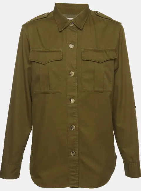 Isabel Marant &Eacute;toile Army Green Gabardine Military Shirt Jacket M