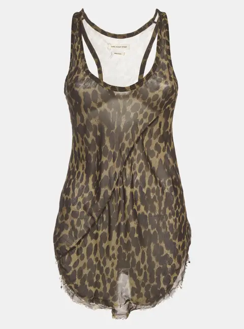 Isabel Marant Etoile Black Leopard Print Chiffon Tank Top XS