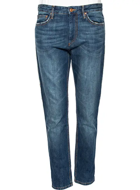 Isabel Marant &Eacute;toile Blue Denim Distressed Trim Detailed Jeans M