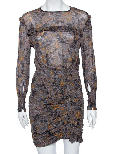 Isabel Marant Etoile Multicolored Printed Ruched Dress XS