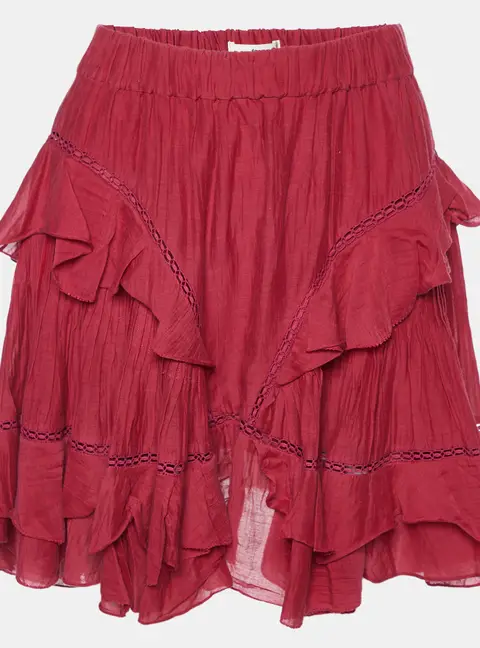 Isabel Marant Etoile Pink Cotton Ruffled Mini Skirt S