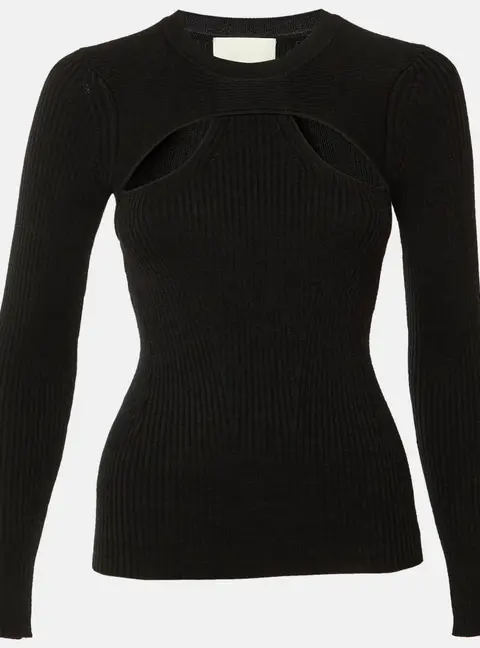 Isabel Marant Black Merino Wool Knit Zana Cut-Out Jumper S