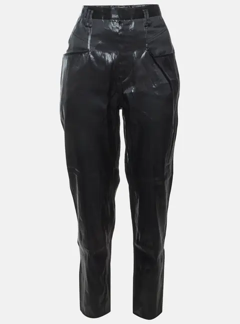 Isabel Marant Black Silk Coated High Waisted Trousers M