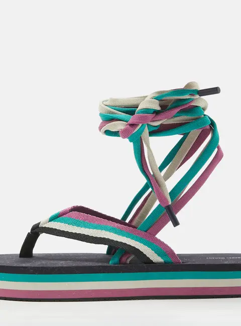 Isabel Marant Multicolor Canvas Tuoni Striped Thong Sandals Size 41