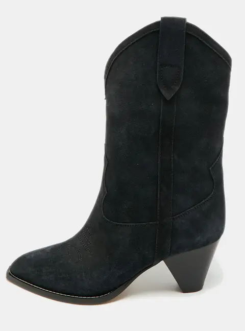 Isabel Marant Size 37 Black Suede Cowboy Ankle Length Boots