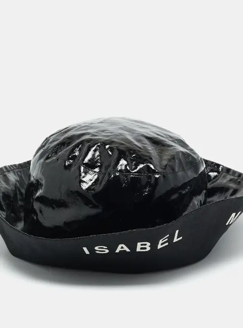 Isabel Marant Black Coated Linen Loiena Bucket Hat Size 58