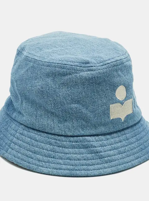 Isabel Marant Blue Denim Logo Embroidery Detail Bucket Hat (58 cm)